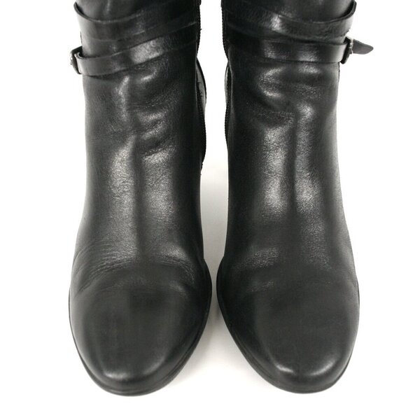 Aqua College Black Leather Sexy Heeled Ankle Boots Sz‎ 9.5 - Picture 3 of 13